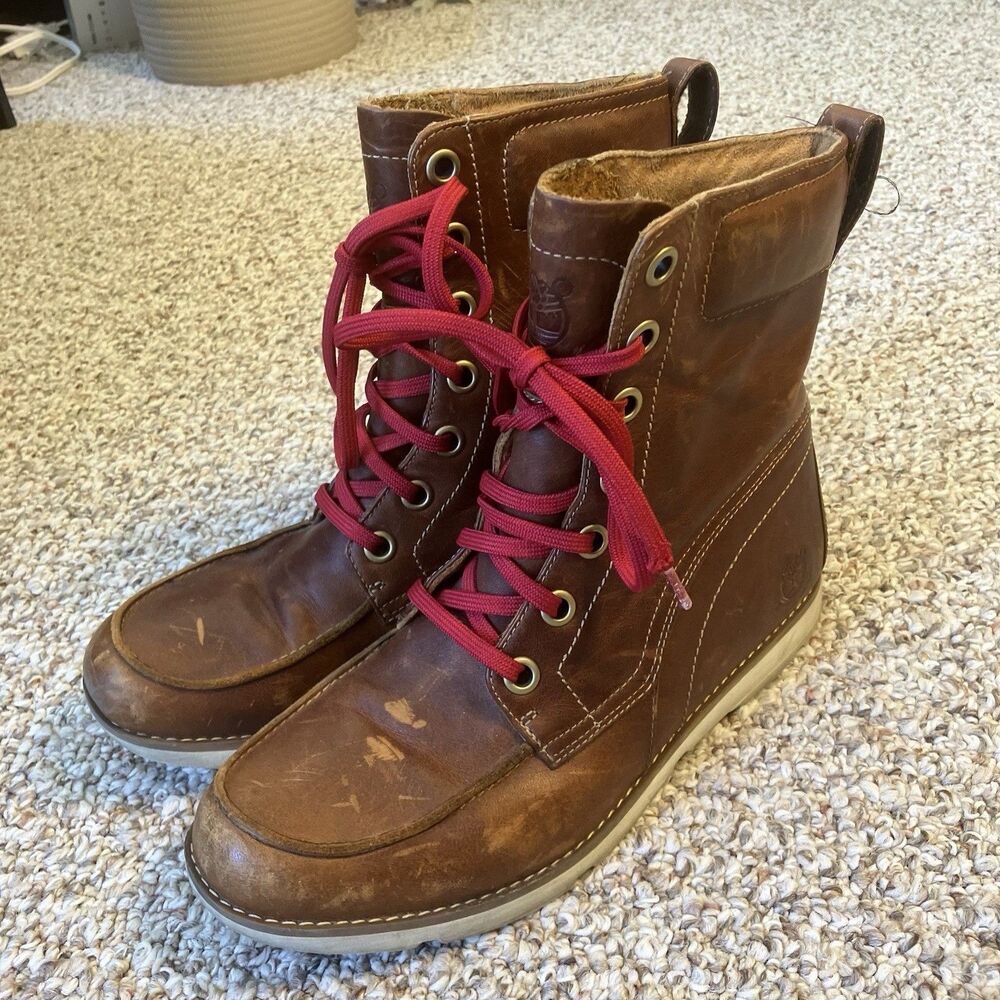 Timberland Womens Mosley Earthkeepers Lace Up Boots Size 8 Brown Leather Red